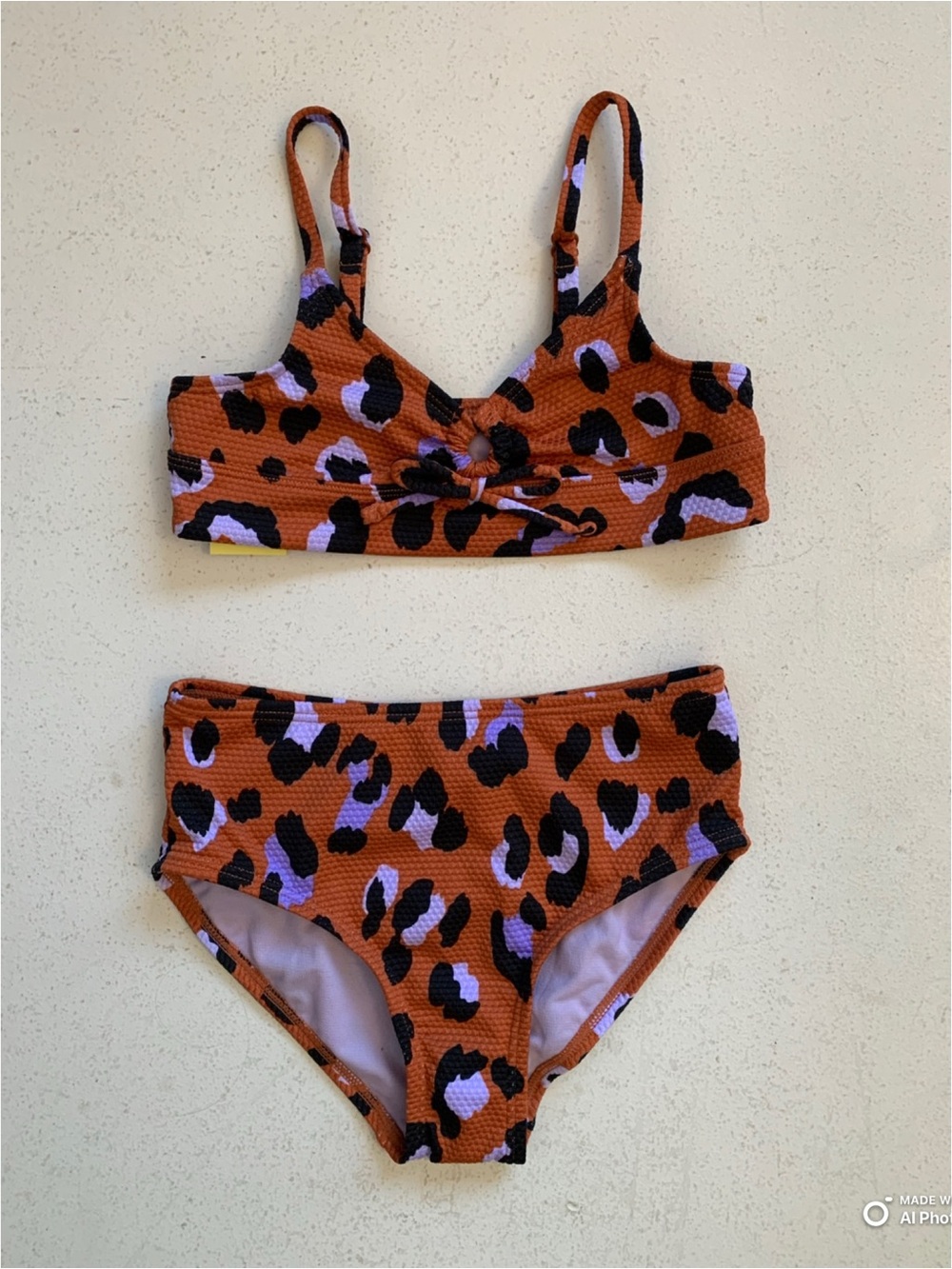 Art Class Girl’s Brown & Purple Animal Print Bikini Set Size Small NWT Beach